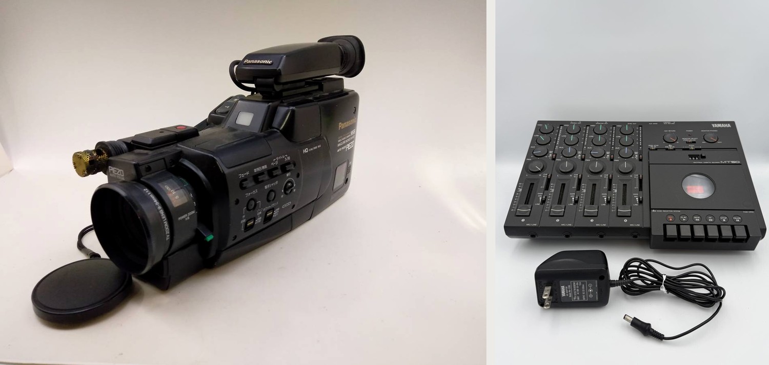 ライブを記録したビデオカメラと、バンドの音源をつくったカセットMTR
